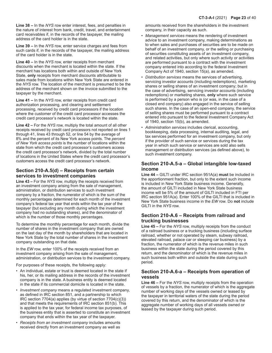 Instructions for Form CT-3-A General Business Corporation Combined Franchise Tax Return - New York, Page 23