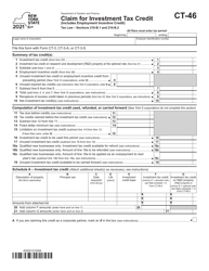Document preview: Form CT-46 Claim for Investment Tax Credit - New York