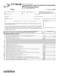 Document preview: Form CT-184-M Transportation and Transmission Corporation Mta Surcharge Return - New York