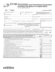 Document preview: Form CT-183 Transportation and Transmission Corporation Franchise Tax Return on Capital Stock - New York