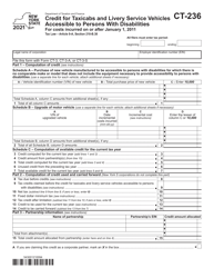 Document preview: Form CT-236 Credit for Taxicabs and Livery Service Vehicles Accessible to Persons With Disabilities for Costs Incurred on or After January 1, 2011 - New York