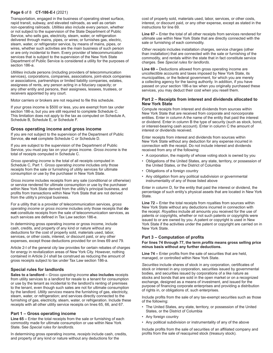 Instructions for Form CT-186-E Telecommunications Tax Return and Utility Services Tax Return - New York, Page 6