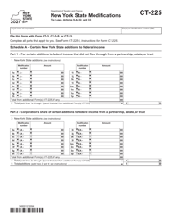 Form CT-225 New York State Modifications - New York