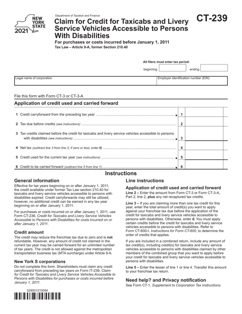 Form CT-239 2021 Printable Pdf