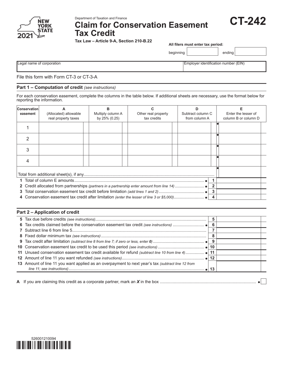 Form CT-242 Claim for Conservation Easement Tax Credit - New York, Page 1