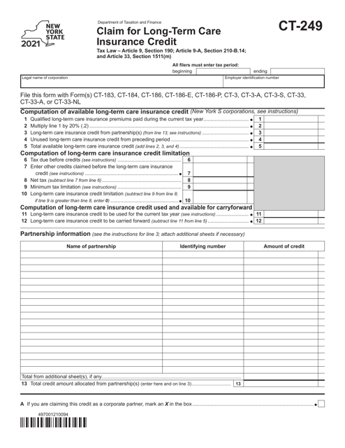 Form CT-249 2021 Printable Pdf