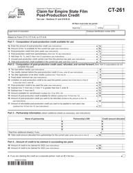 Document preview: Form CT-261 Claim for Empire State Film Post-production Credit - New York