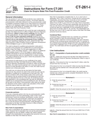 Instructions for Form CT-261 Claim for Empire State Film Post-production Credit - New York