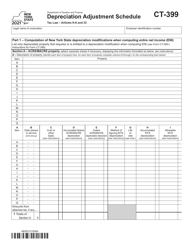 Form CT-399 Depreciation Adjustment Schedule - New York
