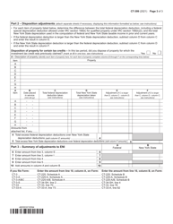 Form CT-399 Depreciation Adjustment Schedule - New York, Page 3