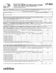 Form CT-604 Claim for Qeze Tax Reduction Credit - New York