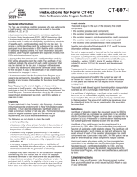 Instructions for Form CT-607 Claim for Excelsior Jobs Program Tax Credit - New York