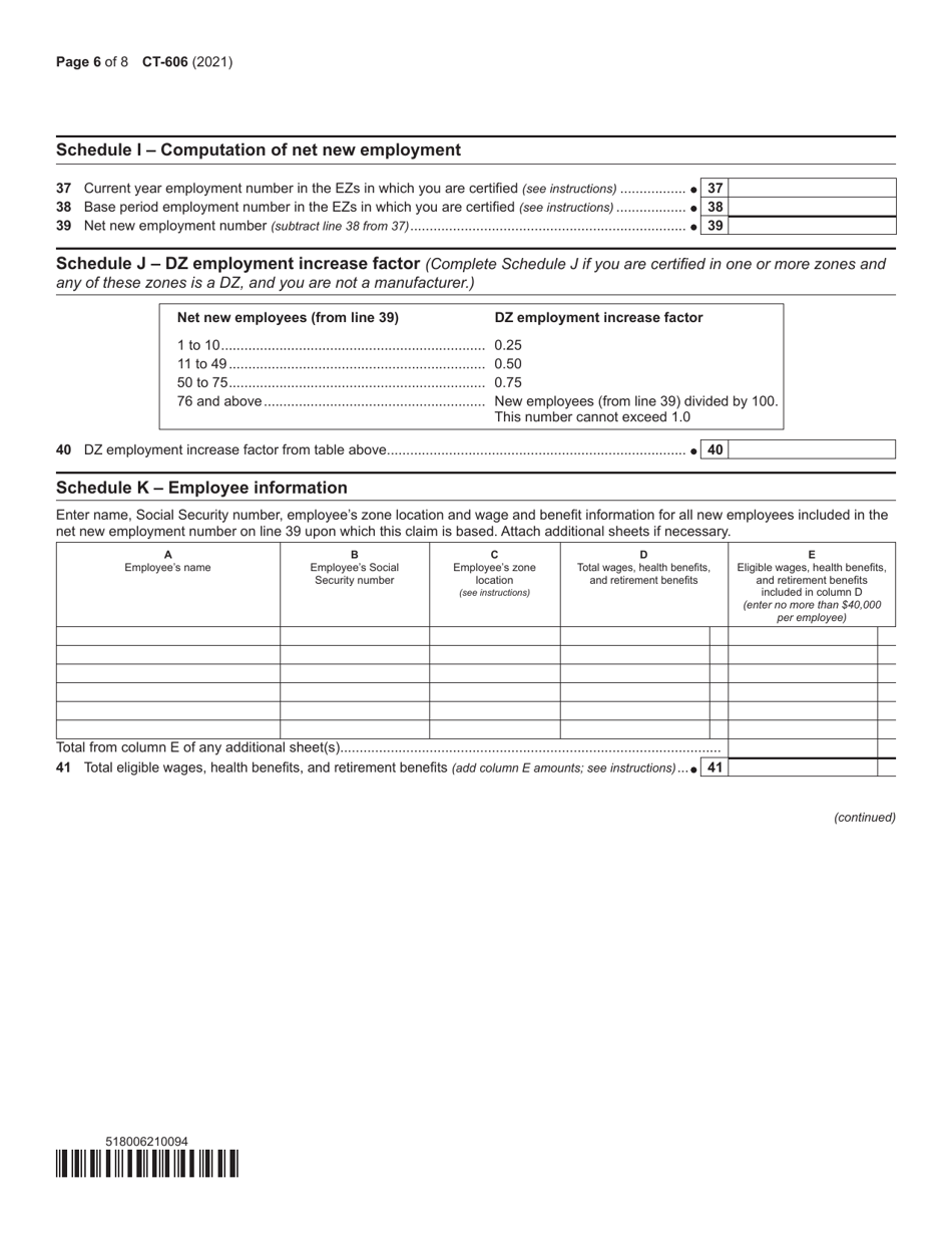 Form CT-606 Claim for Qeze Credit for Real Property Taxes - New York, Page 6
