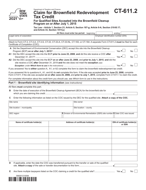 Form CT-611.2 2021 Printable Pdf