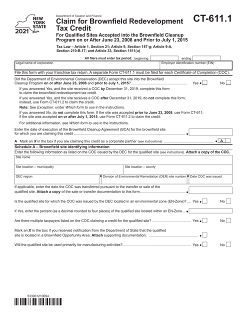 Form CT-611.1 2021 Printable Pdf