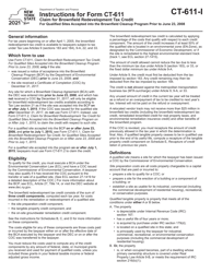 Document preview: Instructions for Form CT-611 Claim for Brownfield Redevelopment Tax Credit for Qualified Sites Accepted Into the Brownfield Cleanup Program Prior to June 23, 2008 - New York