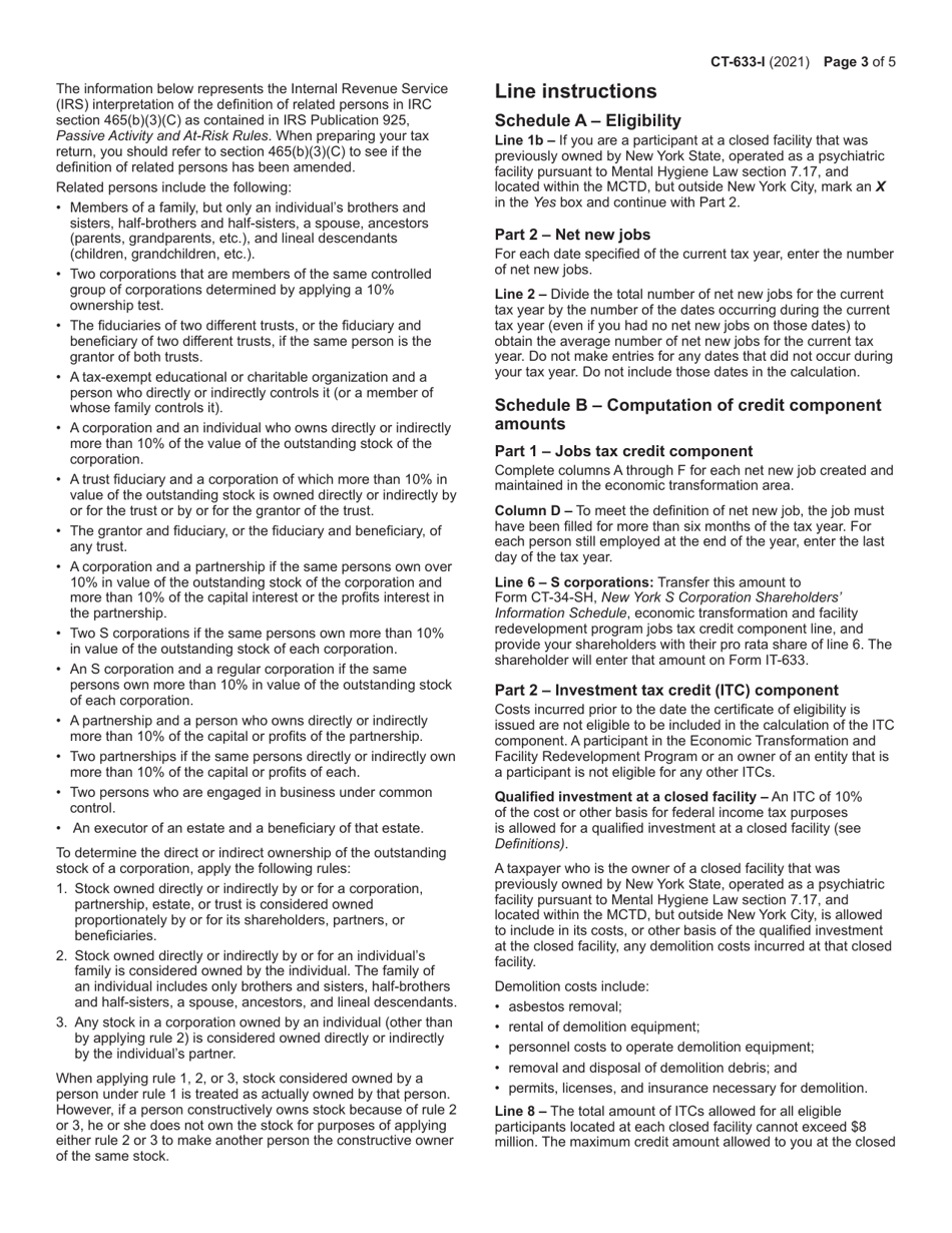 Instructions for Form CT-633 Economic Transformation and Facility Redevelopment Program Tax Credit - New York, Page 3