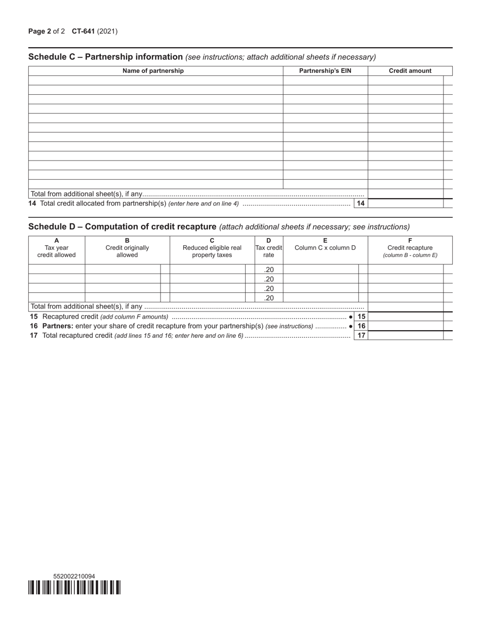 Form CT-641 Manufacturers Real Property Tax Credit - New York, Page 2