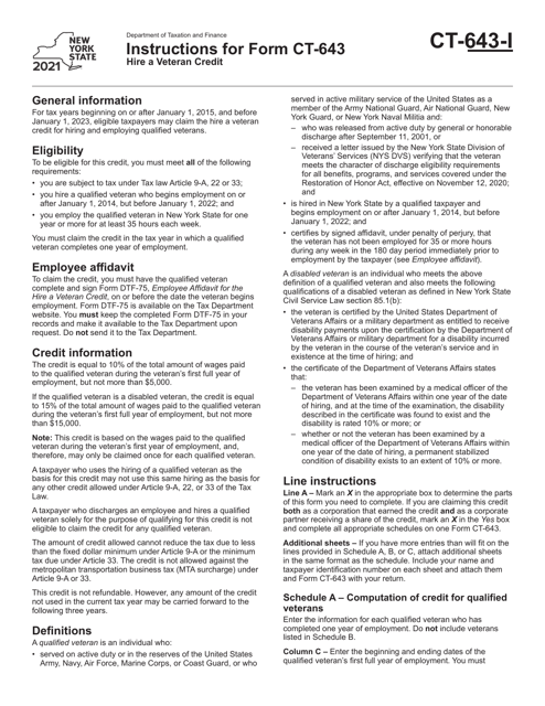 Form CT-643 2021 Printable Pdf