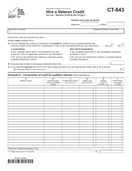 Document preview: Form CT-643 Hire a Veteran Credit - New York