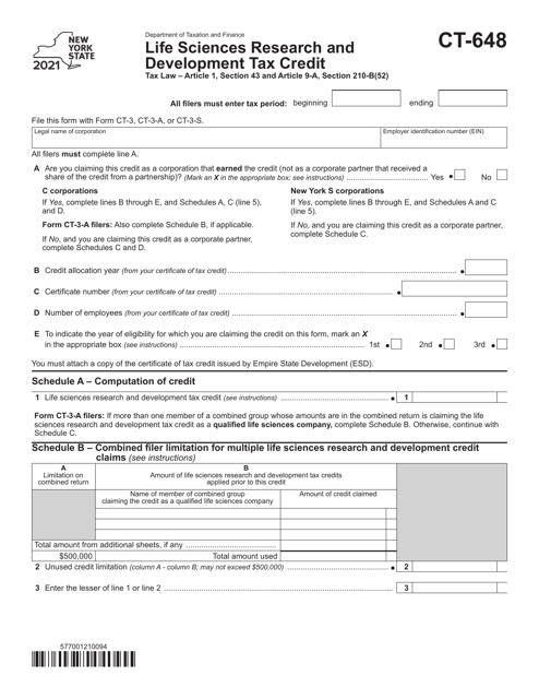 Form CT-648 2021 Printable Pdf