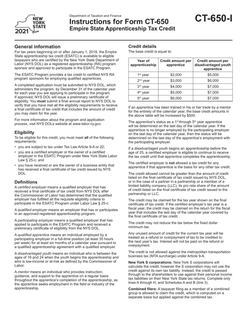 Form CT-650 2021 Printable Pdf