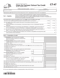 Document preview: Form CT-47 Claim for Farmers&#039; School Tax Credit - New York