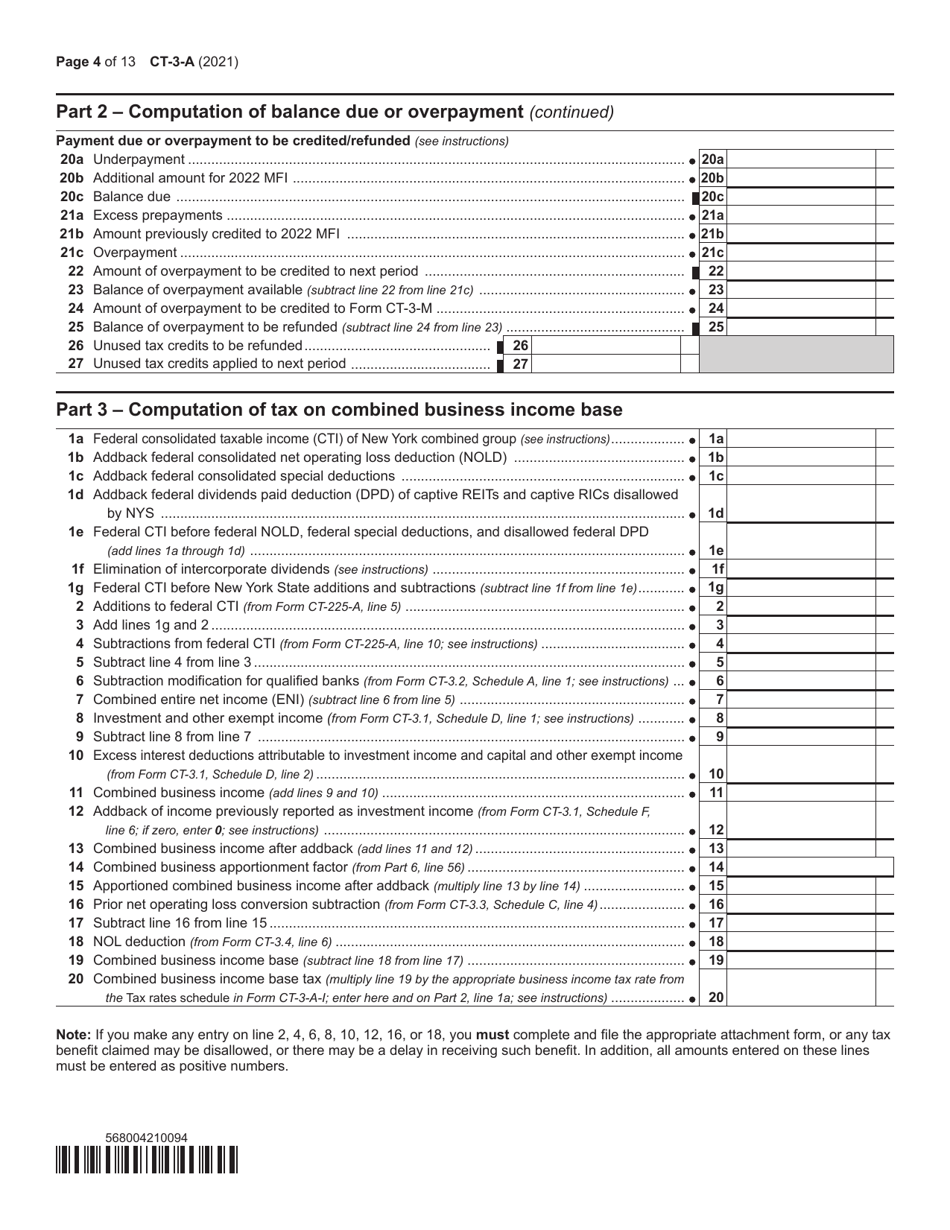 Form CT-3-A - 2021 - Fill Out, Sign Online and Download Printable PDF ...