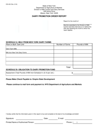 Form Dis-405 &quot;Dairy Promotion Order Report&quot; - New York