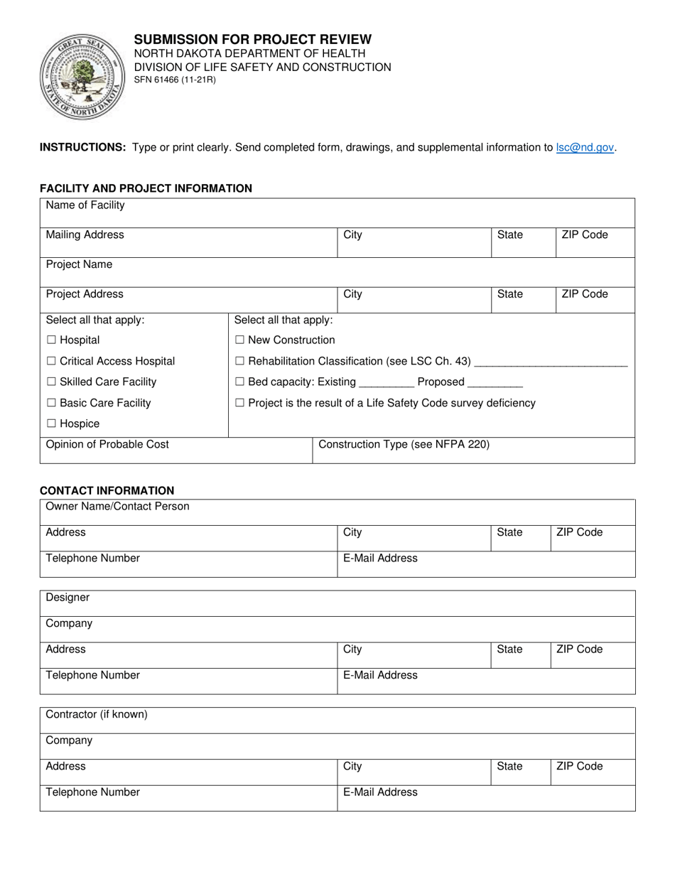 Form SFN61466 Submission for Project Review - North Dakota, Page 1