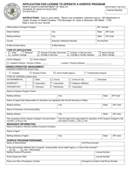 Form SFN8932 &quot;Application for License to Operate a Hospice Program&quot; - North Dakota