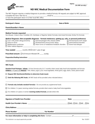 Document preview: Nd Wic Medical Documentation Form - North Dakota