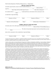 Form DHHS-1010 Consent to Use and Disclose Health Information for Treatment, Payment and Health Care Operation Purposes - North Carolina, Page 2