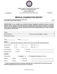 Form F-2 Medical Examination Report - North Carolina
