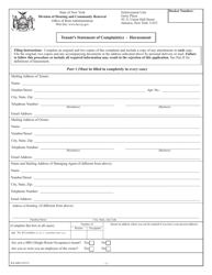 Form RA-60H Tenant&#039;s Statement of Complaint(S) - Harassment - New York