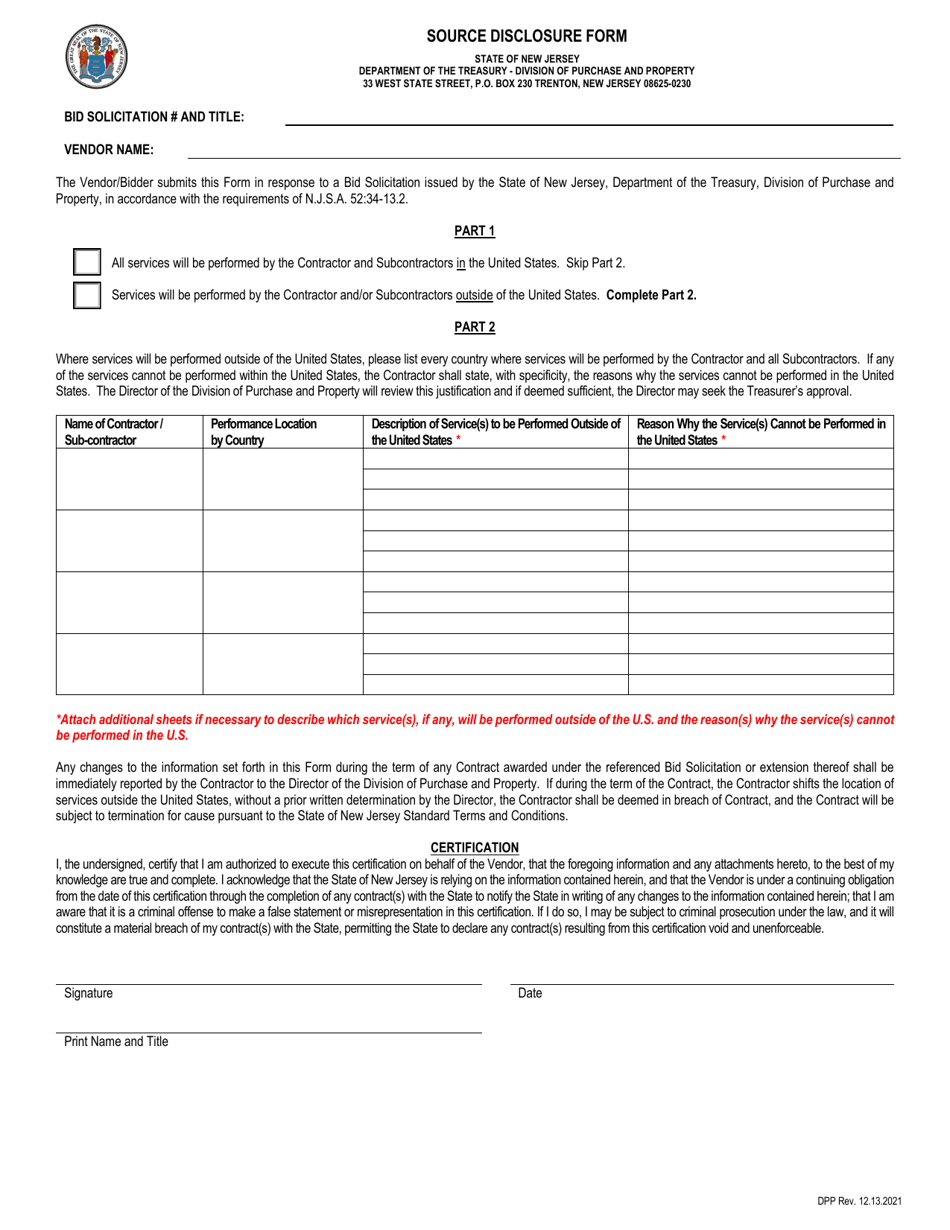 Source Disclosure Form - New Jersey, Page 1