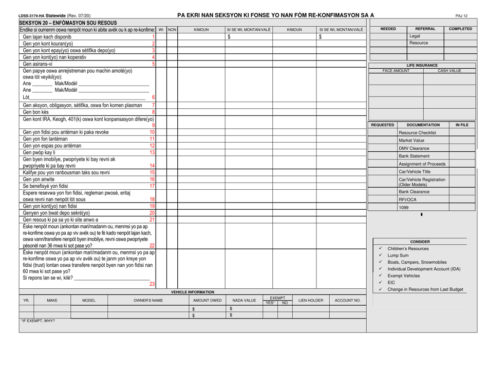 Form LDSS-3174 Recertification Form for Certain Benefits and Services - New York (Haitian Creole), Page 13