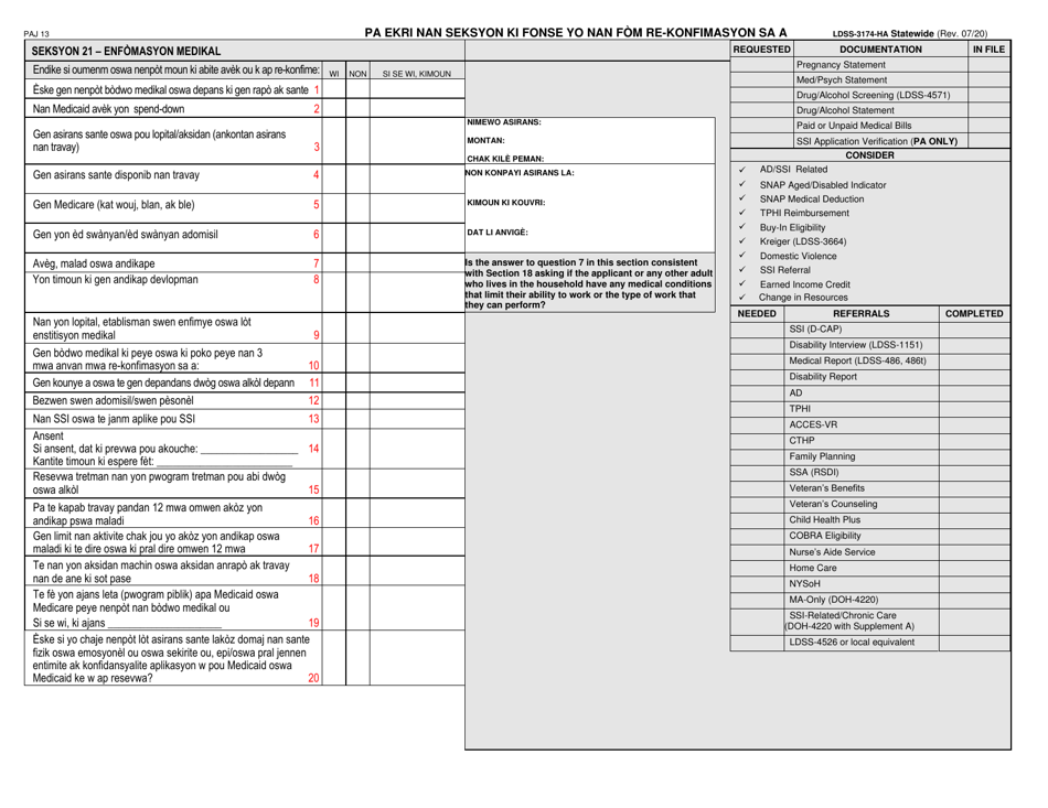 Form LDSS-3174 Recertification Form for Certain Benefits and Services - New York (Haitian Creole), Page 14