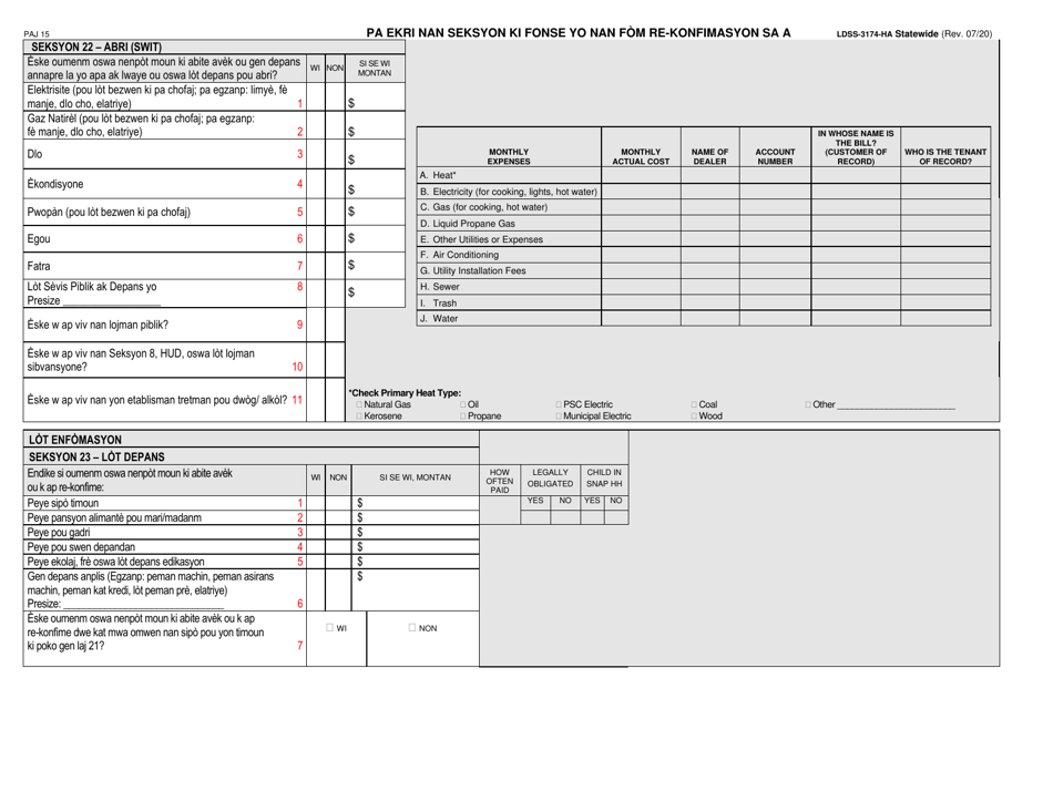 Form LDSS-3174 Recertification Form for Certain Benefits and Services - New York (Haitian Creole), Page 16