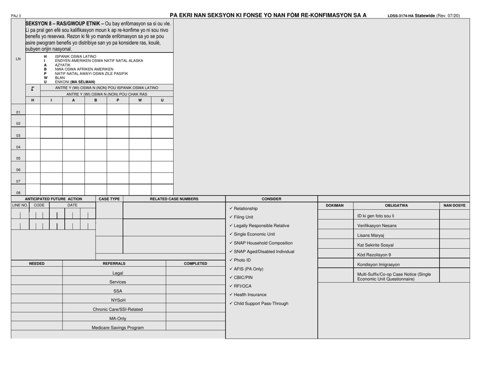 Form LDSS-3174 Recertification Form for Certain Benefits and Services - New York (Haitian Creole), Page 4