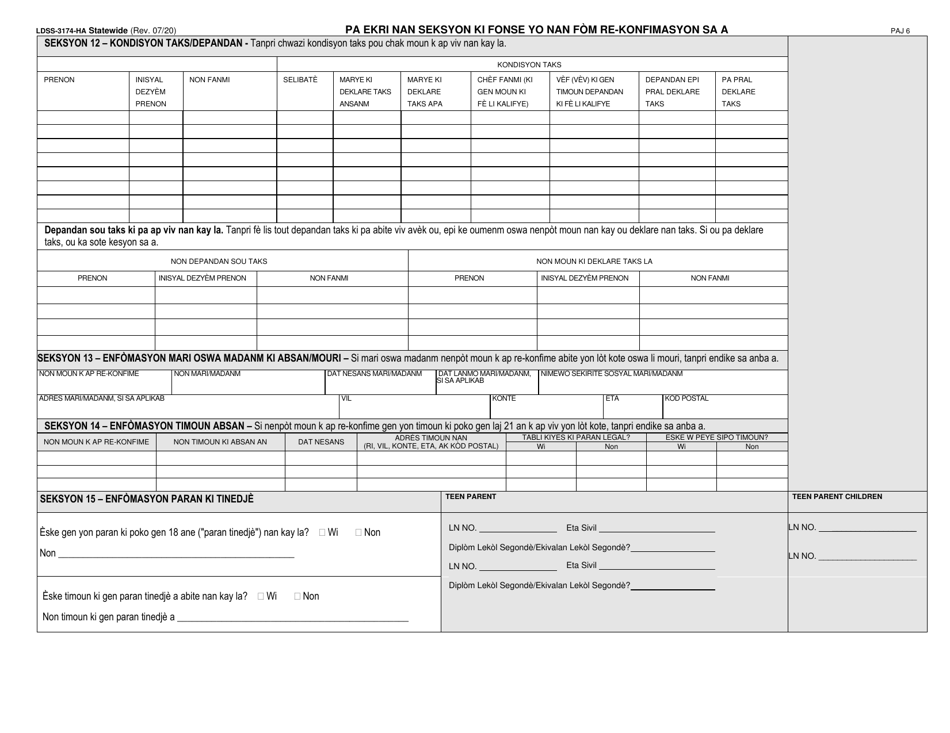 Form LDSS-3174 Recertification Form for Certain Benefits and Services - New York (Haitian Creole), Page 7
