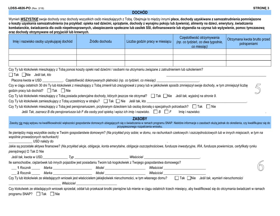 Form LDSS-4826 Application / Recertification - Supplemental Nutrition Assistance Program (Snap) - New York (Polish), Page 4