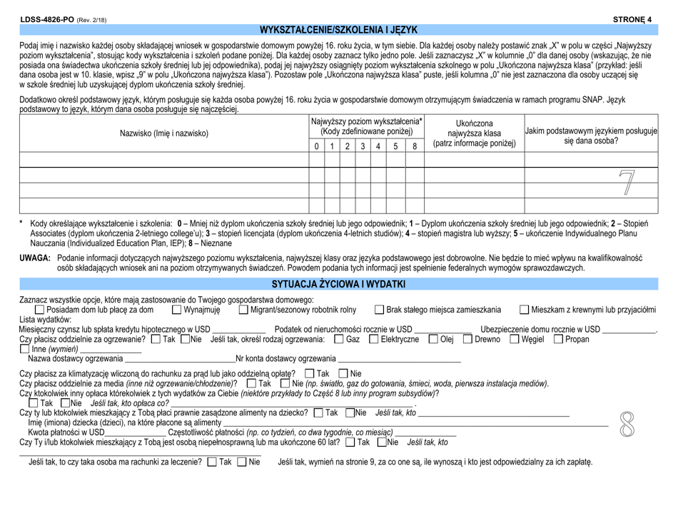 Form LDSS-4826 Application / Recertification - Supplemental Nutrition Assistance Program (Snap) - New York (Polish), Page 5