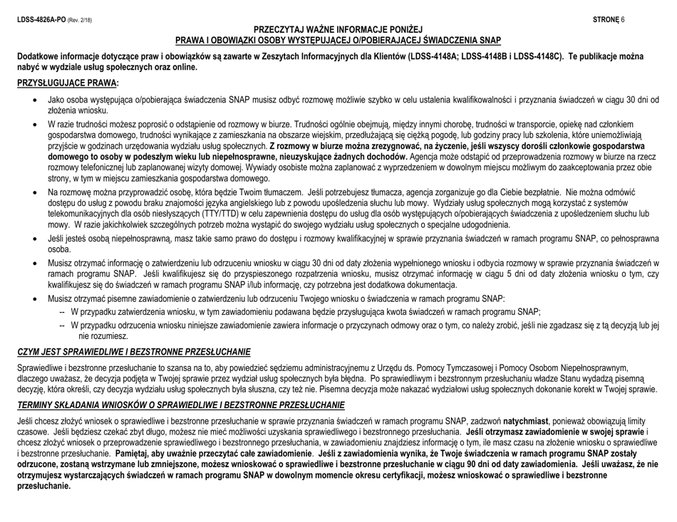 Instructions for Form LDSS-4826 Application / Recertification - Supplemental Nutrition Assistance Program (Snap) - New York (Polish), Page 6