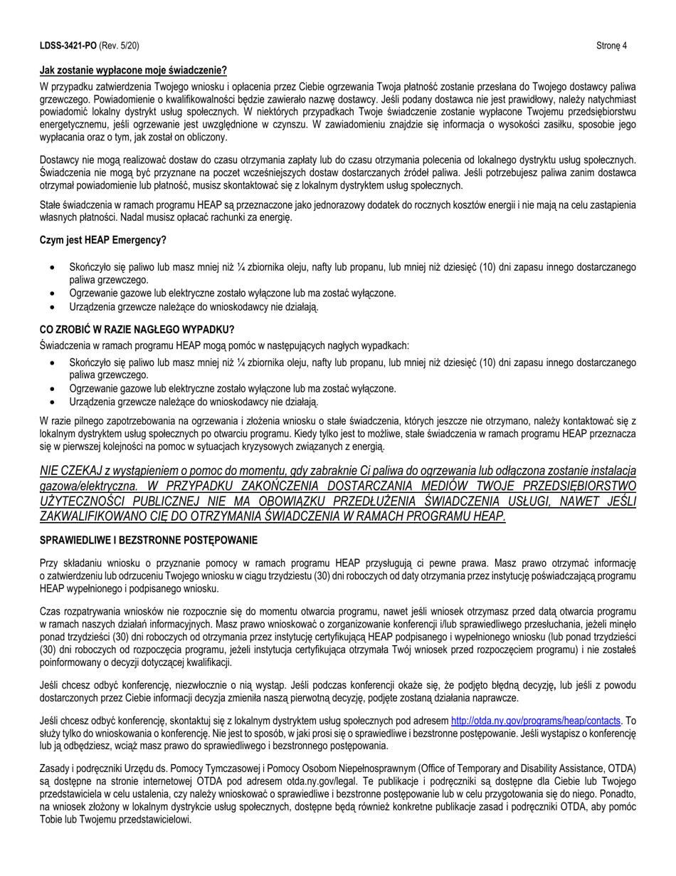 Form LDSS-3421 Home Energy Assistance Program (Heap) Application - New York (Polish), Page 14