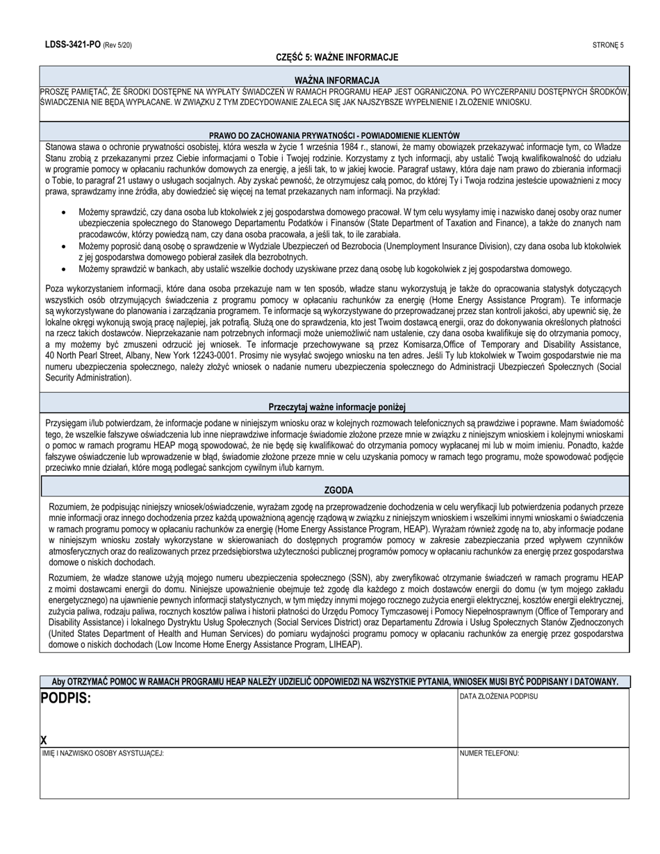 Form LDSS-3421 Home Energy Assistance Program (Heap) Application - New York (Polish), Page 7