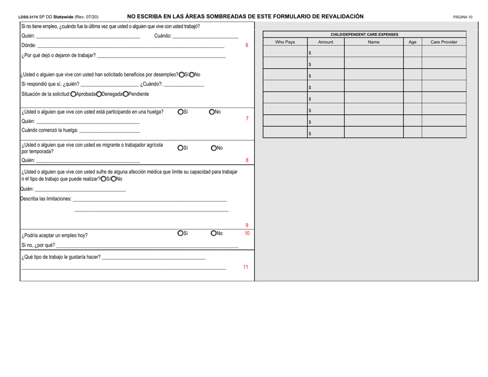 Formulario LDSS-3174 Formulario De Revalidacion Para Ciertos Subsidios Y Servicios Del Estado De Nueva York - New York (Spanish), Page 11