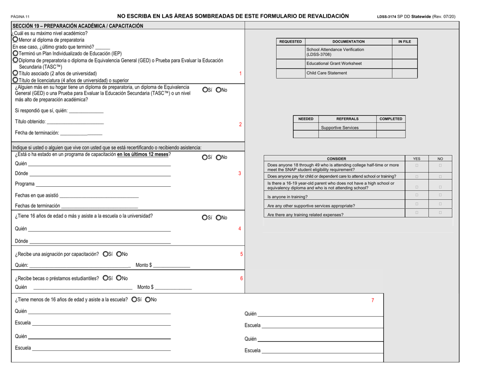 Formulario LDSS-3174 Formulario De Revalidacion Para Ciertos Subsidios Y Servicios Del Estado De Nueva York - New York (Spanish), Page 12