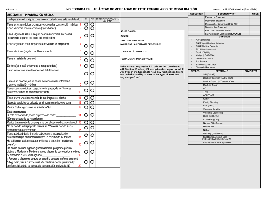 Formulario LDSS-3174 Formulario De Revalidacion Para Ciertos Subsidios Y Servicios Del Estado De Nueva York - New York (Spanish), Page 14