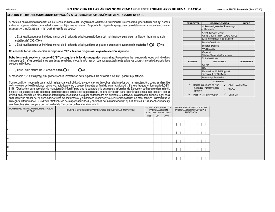 Formulario LDSS-3174 Formulario De Revalidacion Para Ciertos Subsidios Y Servicios Del Estado De Nueva York - New York (Spanish), Page 6